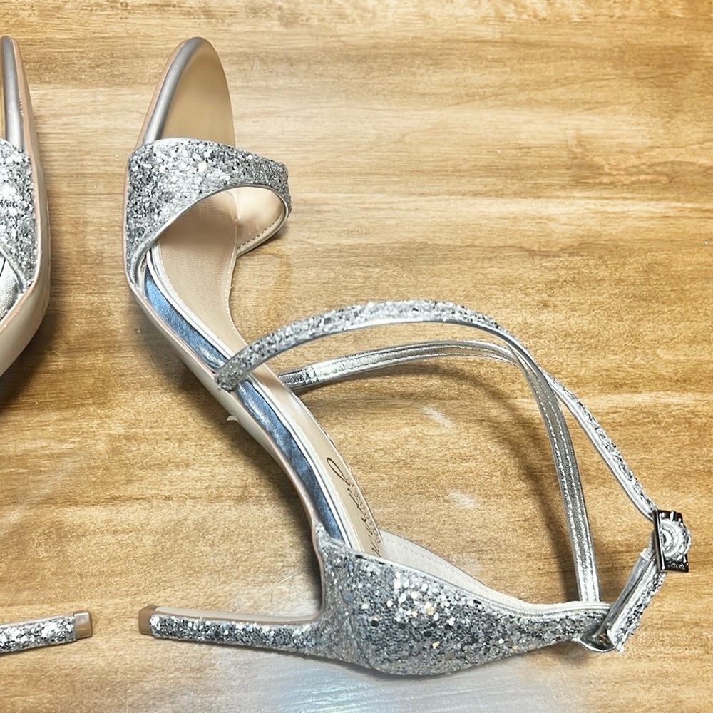 Badgley Mischka Strappy Glitter Heels - Picture 8 of 10
